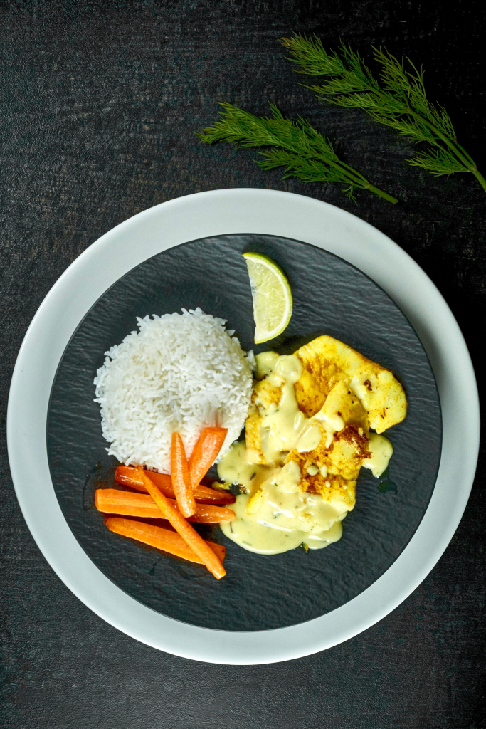 Fish with DillCurryHoneySauce and Rice Cuisine Reinvented